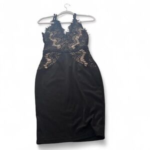 Windsor black pencil dress with racer back lace top size S